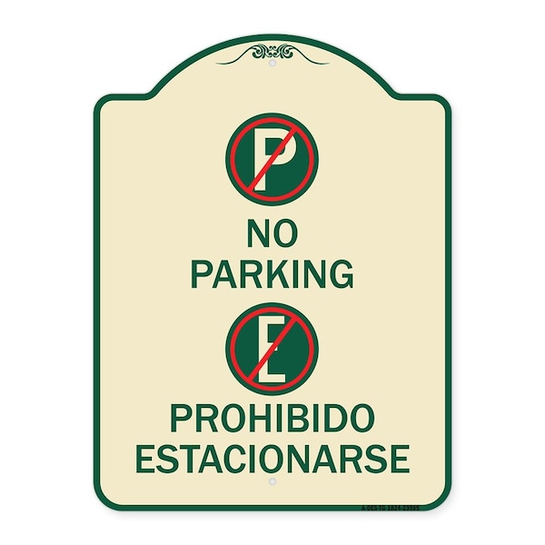 Signmission No Parking Prohibido Estacionarse W/ Heavy-Gauge Aluminum Sign, 24" x 18", TG-1824-23595 A-DES-TG-1824-23595 - main